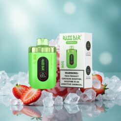 Razz Bar 50K Puffs Çilek Buz Tek Kullanımlık Vape Type-C Şarjlı